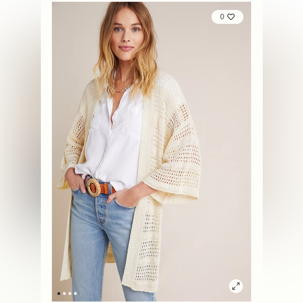 By Anthropologie Layne Kimono in Cream, One Size